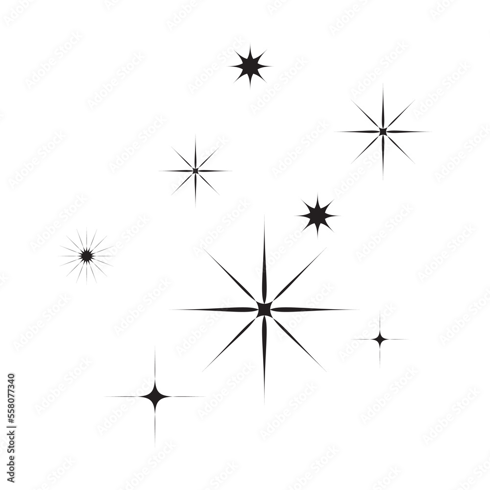 Star icon. Twinkling stars. Sparkles, shining burst. vector illustration Star icon. Twinkling stars. Sparkles, shining burst. vector illustration