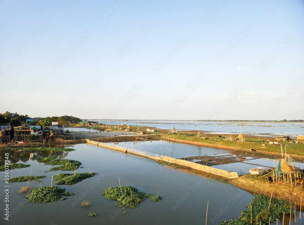 Beautiful Landscape view titas river at brahmanbaria, bangladesh