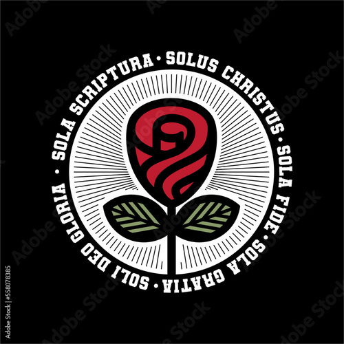 Christian Illustration. The Five Solas of the Christian Reformation.