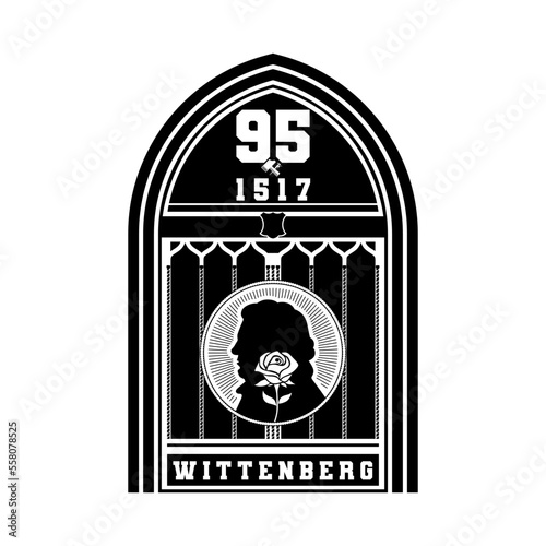 Christian Illustration. Ecclesia semper reformanda. 95 Theses of the Reformation of the Church by Martin Luther.