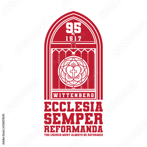 Christian Illustration. Ecclesia semper reformanda. 95 Theses of the Reformation of the Church by Martin Luther. photo