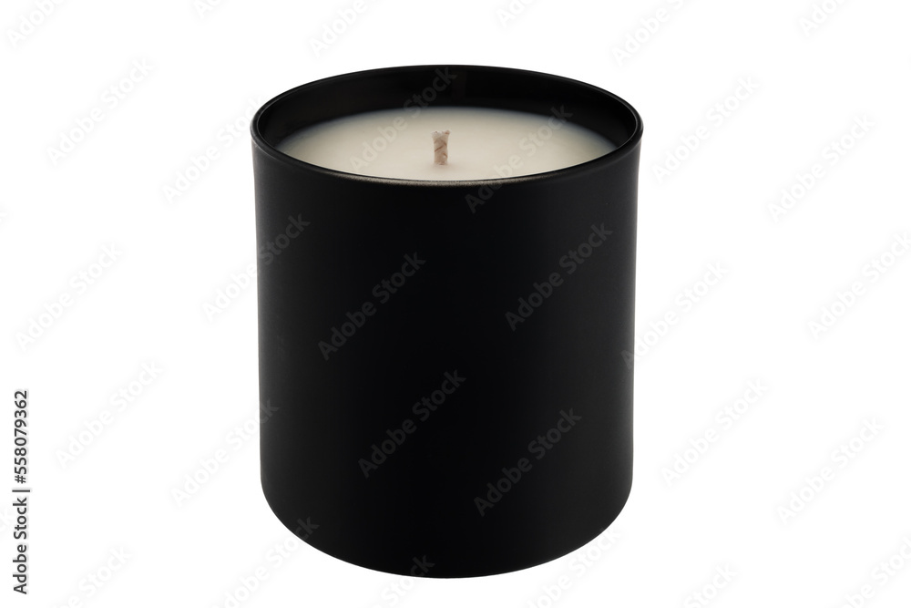 Black glass candle isolated on white background Black glass candle isolated on white background