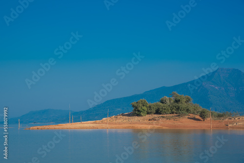 A beautiful island in the middle of the dam