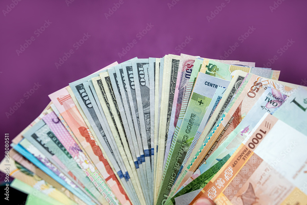 different American world paper money as background different American world paper money as background