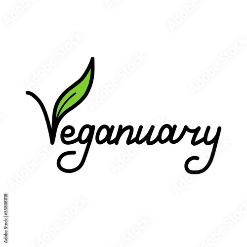 Vegan handdrawn text green vector lettering illustration. Calligraphy Vegan illustration
