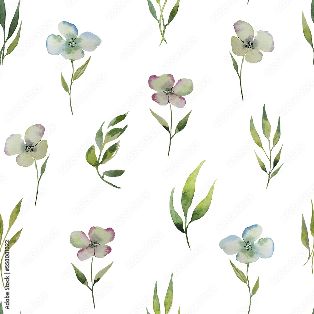 Obraz premium Set of watercolor design elements of the garden rose collection dark blue flowers, leaves, green branches, botanical illustration, isolated on a transparent background