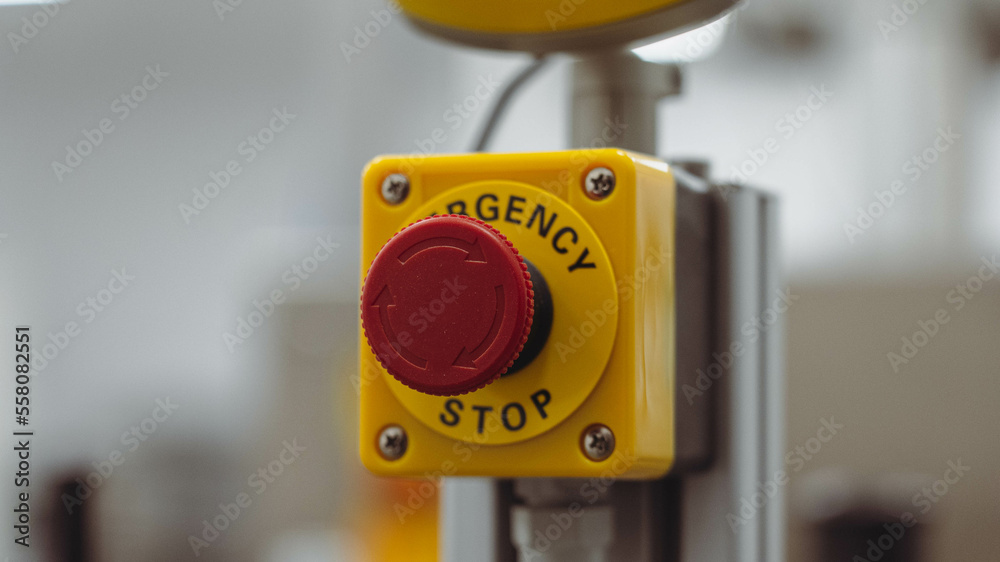Yellow emergency button factory indoor