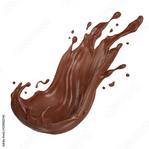 Chocolate isolated splashes. 3D render illustration