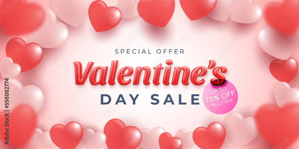 Happy valentines day sale promo with special offer design template