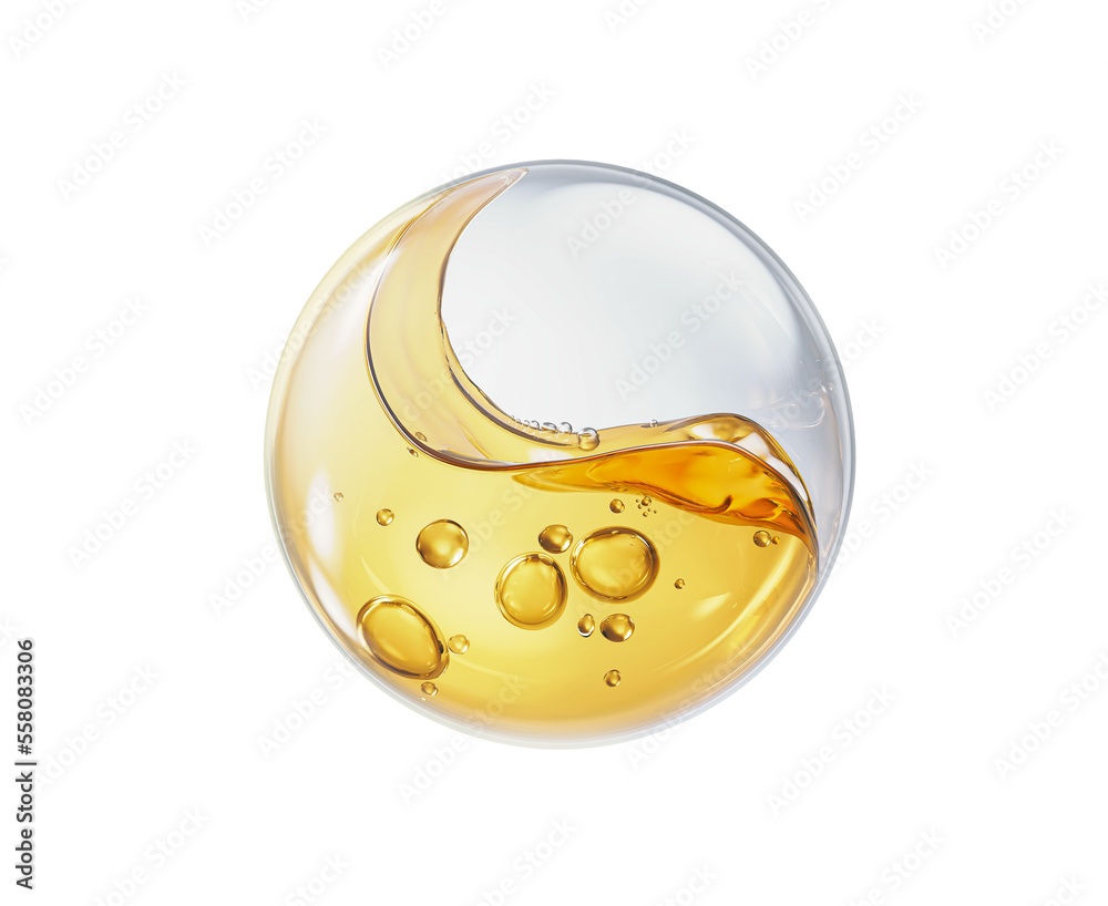 Oil Liquid Splashing in Sphere Bubble, Liquid splash ball, cosmetic