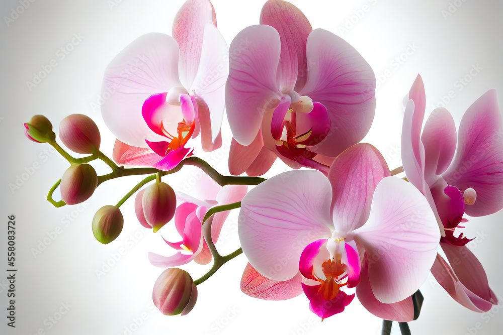 pink blossoming orchid branch on white flower pink blossoming orchid branch on white flower
