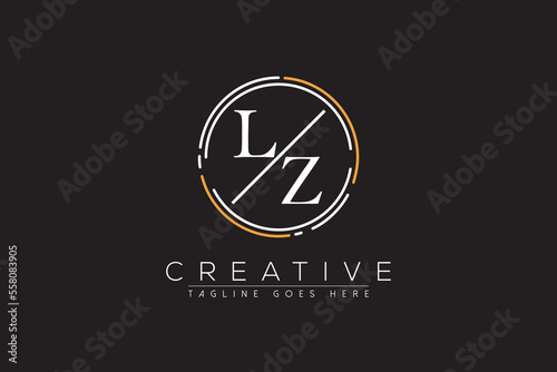 letter lz elegant and luxury Initial with circle frame minimal monogram logo design vector template