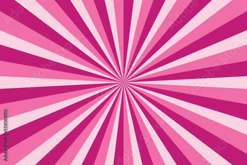 Pink Sunburst Pattern Background. Rays. Radial. Summer Banner. Valentine Day. Vector Illustration