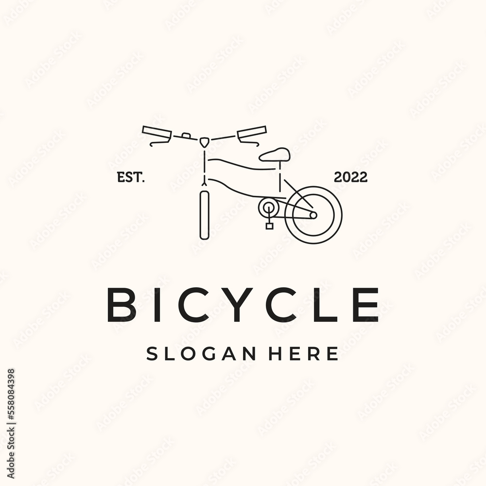 bicycle line art logo vector minimalist illustration design, bike symbol design