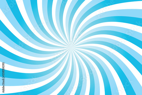 Blue Twirl Sunburst Pattern Abstract Background. Ray. Radial. Vector Illustration