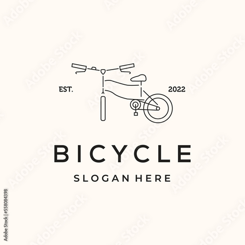 bicycle line art logo vector minimalist illustration design, bike symbol design