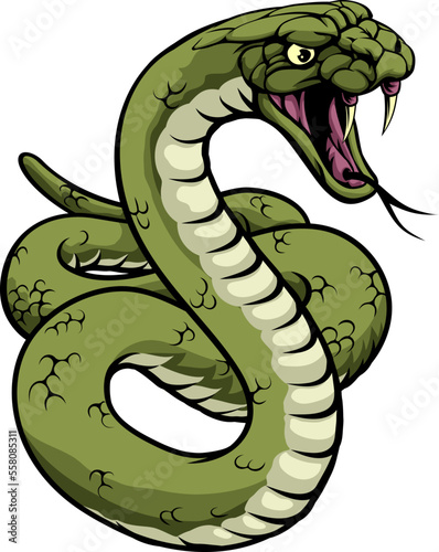 A snake animal sport team cartoon mascot