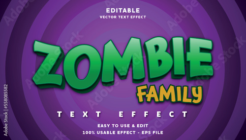 editable zombie family vector text effect with modern style design usable for logo or company campaign