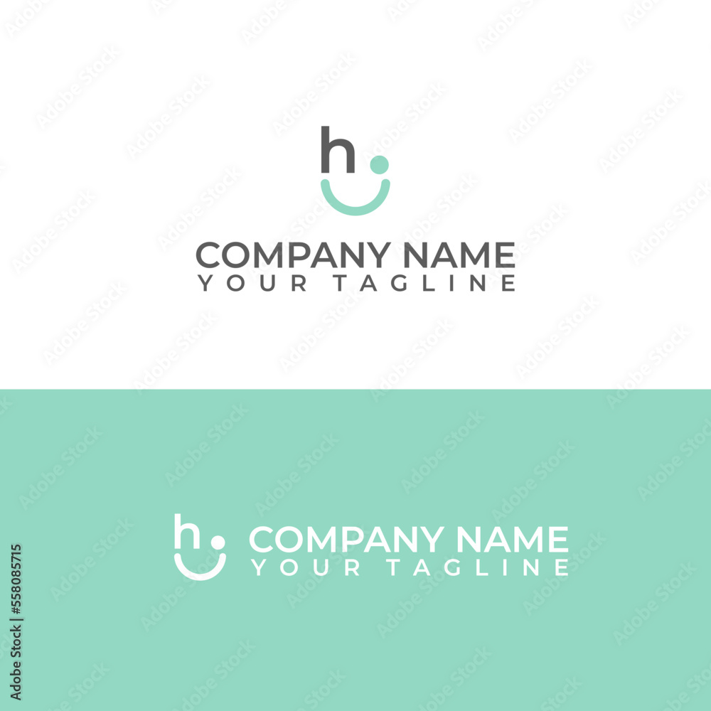 Letter h and i vector logo with smile concept. Letter h and i vector logo with smile concept.
