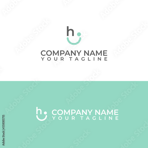 Letter h and i vector logo with smile concept.