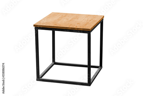 Small table wooden flat steel legs