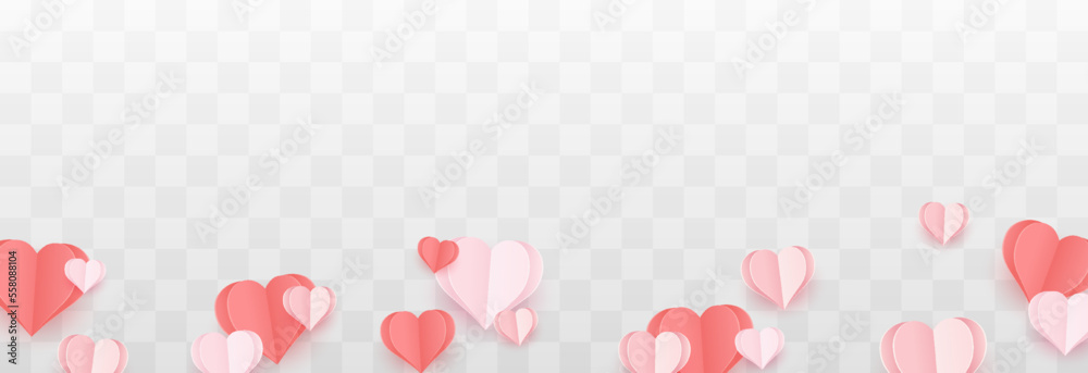 Paper flying hearts isolated on transparent background. Love symbol for Happy Women's, Mother's, Valentine's Day and birthday celebration. Vector illustration isolated on png. Paper flying hearts isolated on transparent background. Love symbol for Happy Women's, Mother's, Valentine's Day and birthday celebration. Vector illustration isolated on png.