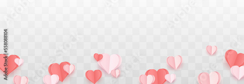 Paper flying hearts isolated on transparent background. Love symbol for Happy Women's, Mother's, Valentine's Day and birthday celebration. Vector illustration isolated on png. © Leonid