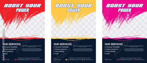 Poster design sports invitation fitness body building and gym flyer A4 size template