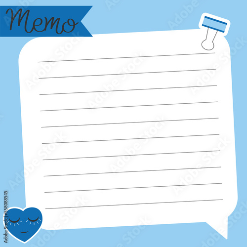 Blue memo paper. Notes, memo and to do lists used in a diary, home or office. 