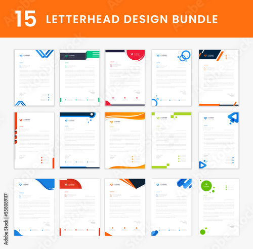 corporate letterhead design set, professional corporate letterhead template 