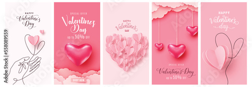 Leinwand Poster Valentines day concept card vector illustration