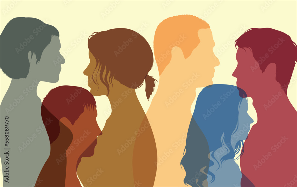 Multi-ethnic people cartoon and racial equality. Men and women from different countries and cultures. Vector Illustration