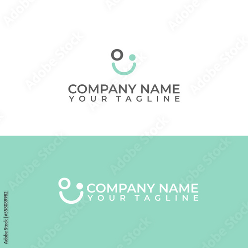 Letter o and i vector logo with smile concept.
