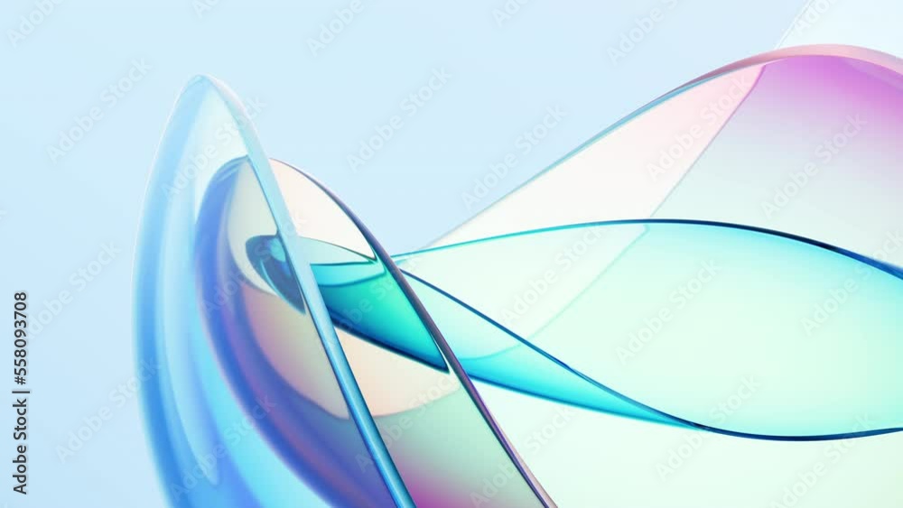 Gradient transparent curve glass, 3d rendering.