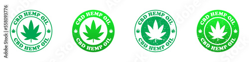 CBD hemp oil icon set. Vector illustration.