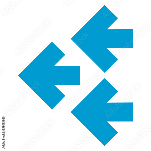 triple left blue arrows icon