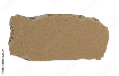 Cardboard ripped edge isolated white background. cardboard paper texture