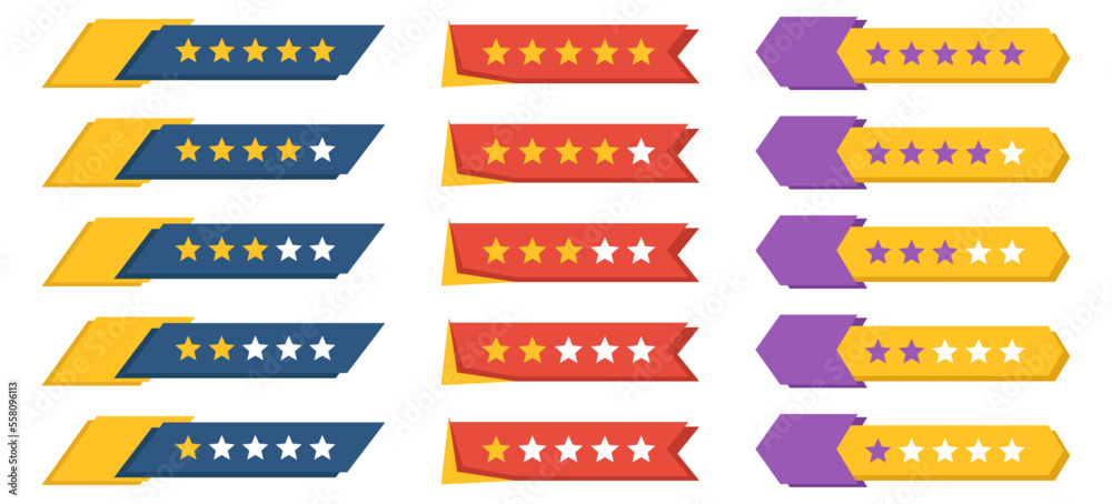 Set of badge rating with star in a flat design Set of badge rating with star in a flat design