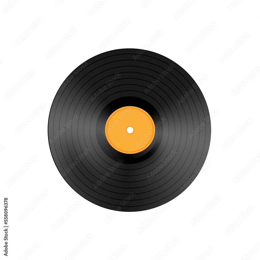 Realistic vinyl record. Vector, record for gramophone. Classic vinyl record for music. Editable isolated object