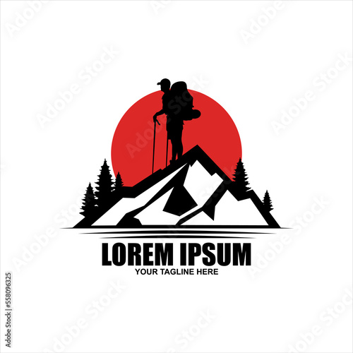 Mountain logo camping and hiking emblem design adventure life