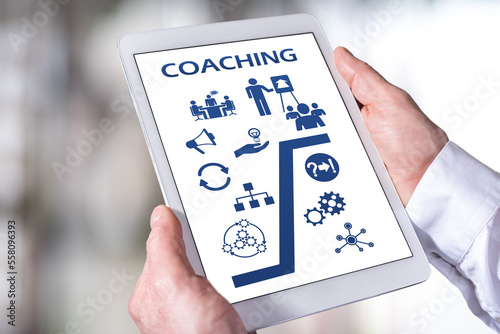 Coaching concept on a tablet