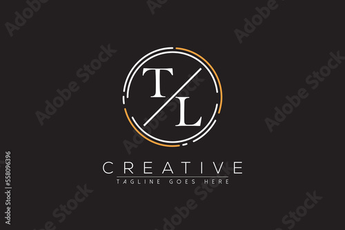 letter tl elegant and luxury Initial with circle frame minimal monogram logo design vector template photo