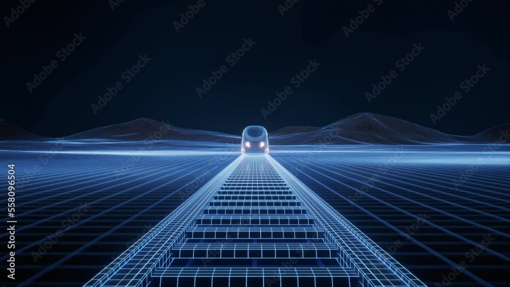 Digital high speed railway bullet train, 3d rendering.