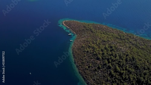 Drone view of izmir Karaburun island and the sea photo