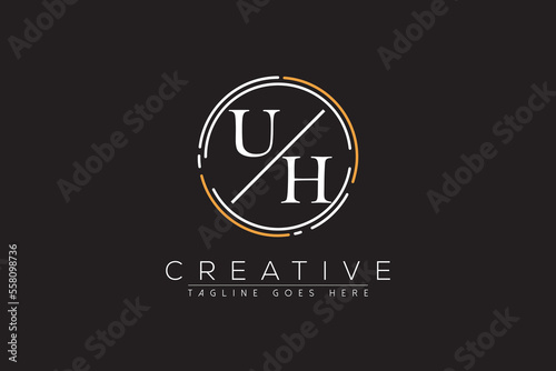 letter uh elegant and luxury Initial with circle frame minimal monogram logo design vector template photo