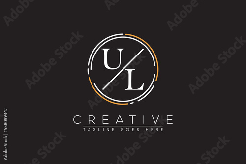 letter ul elegant and luxury Initial with circle frame minimal monogram logo design vector template photo