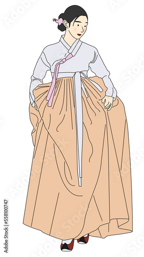 woman in traditional hanbok illustration photo