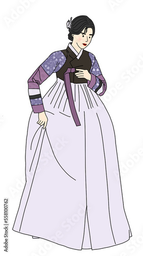 woman in traditional hanbok illustration photo