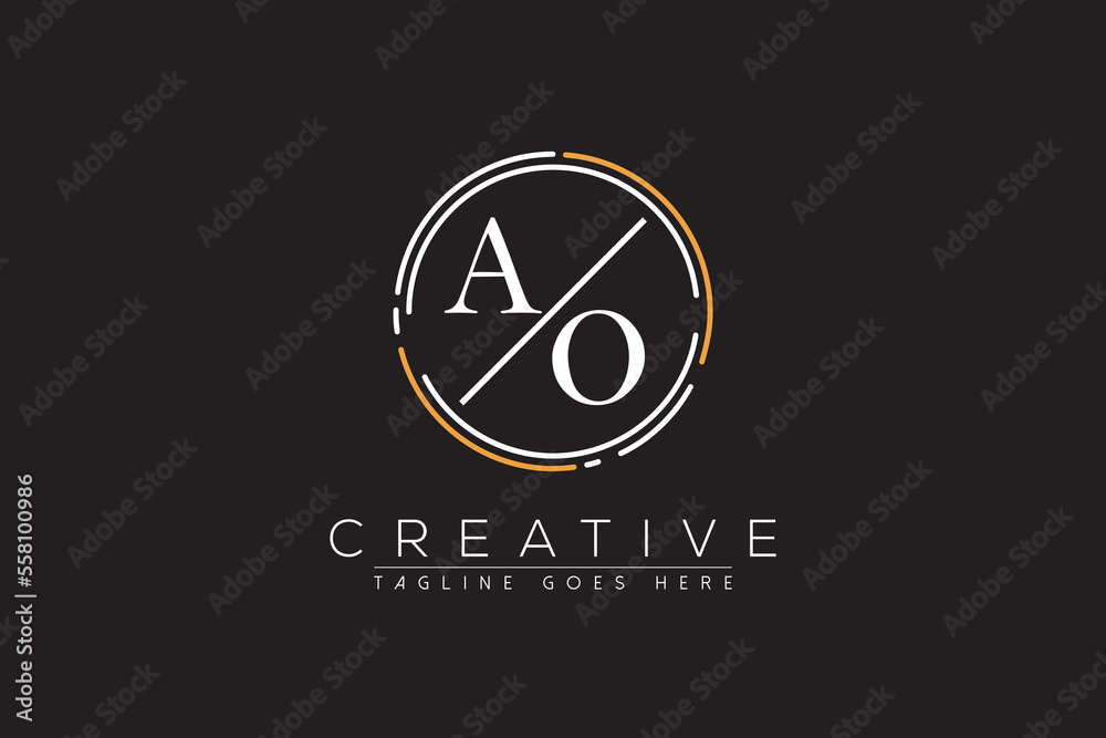 letter ao elegant and luxury Initial with circle frame minimal monogram logo design vector template