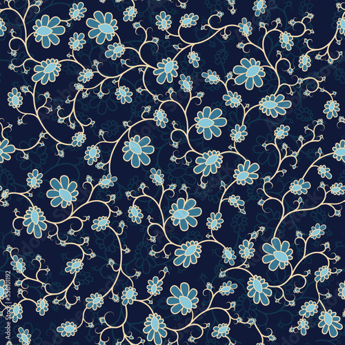 Oriental floral ornament, seamless pattern background design.